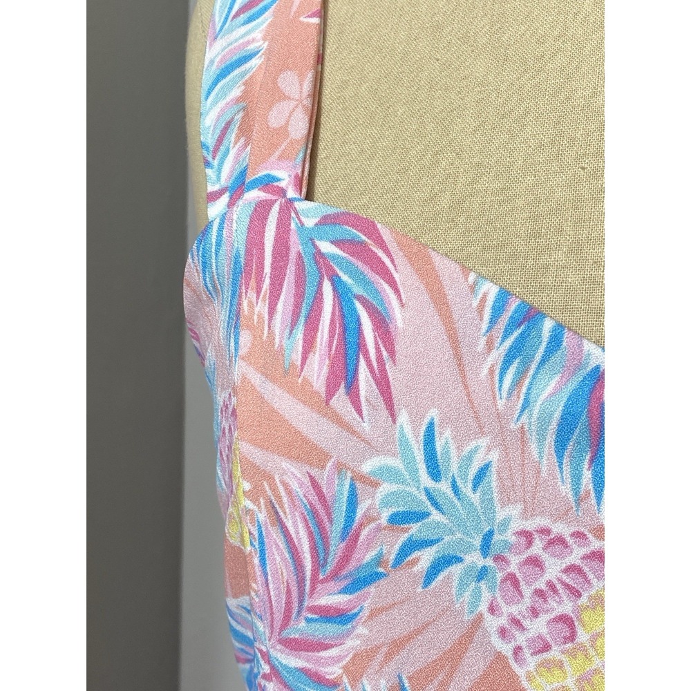 Simply Southern Tank Dress Maxi Soft Floral Pineapple Beachy Resort Wear Size L - Picture 3 of 10